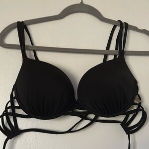 Shade & Shore Black Bikini Crossover Back Top